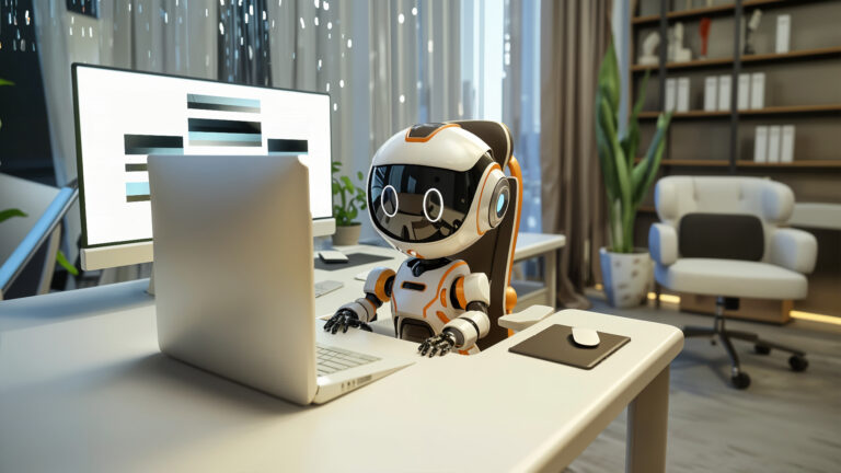 cartoon ai robot character scene - Recruiterfy.ai