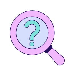 Magnifying glass with a question mark icon