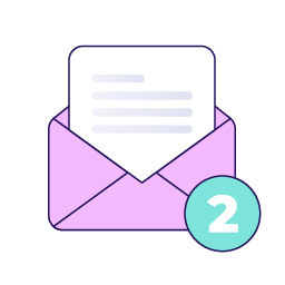 Envelope with a follow-up reminder icon